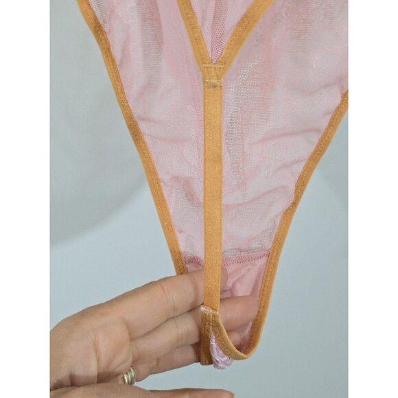 VS Very Sexy V wire Thong Teddy Bodysuit Angel Baby Pink Lace Sz S Cosplay - Picture 10 of 10